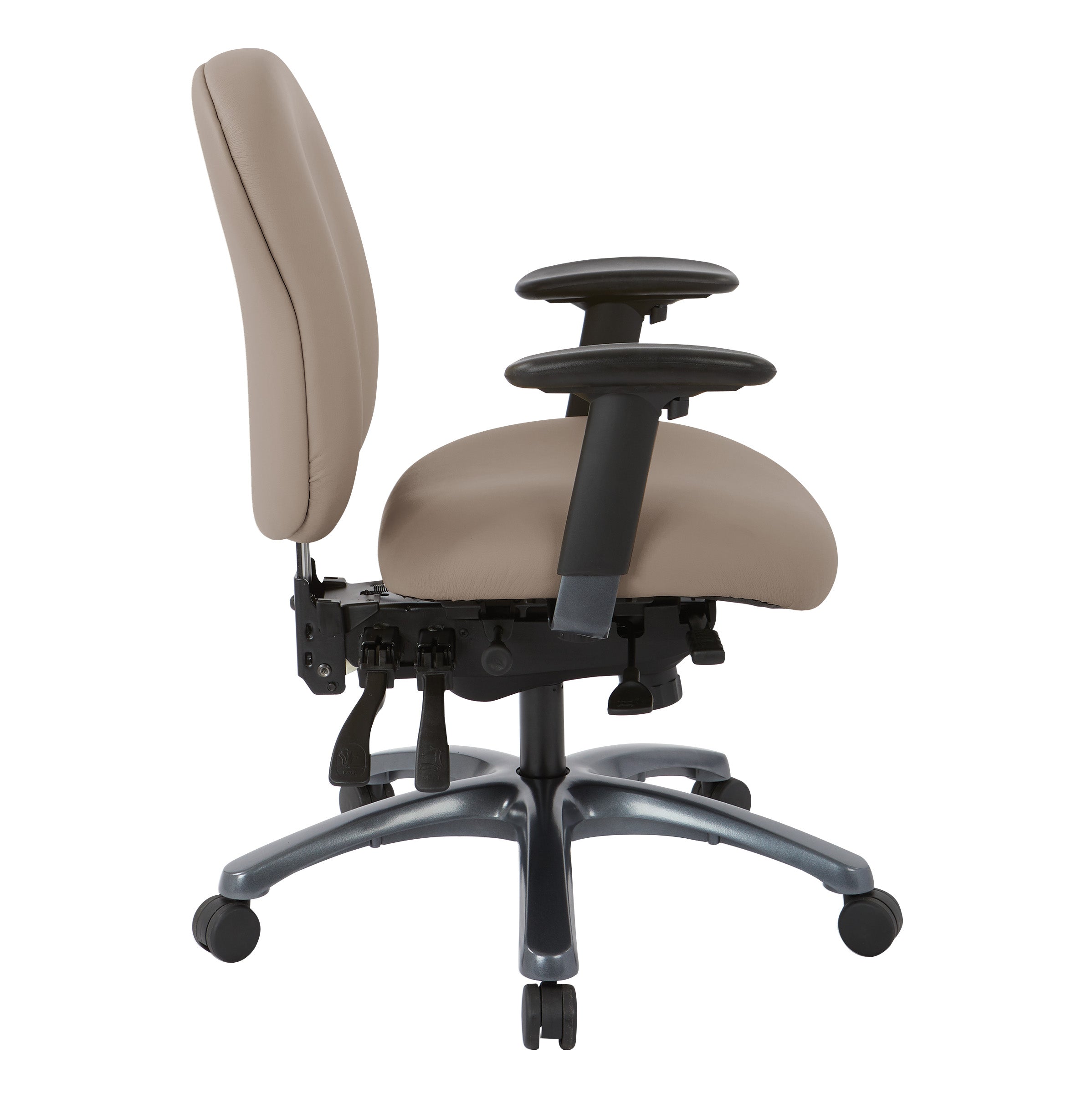 Multi-Function Mid Back Chair with Seat Slider and Titanium Finish Base